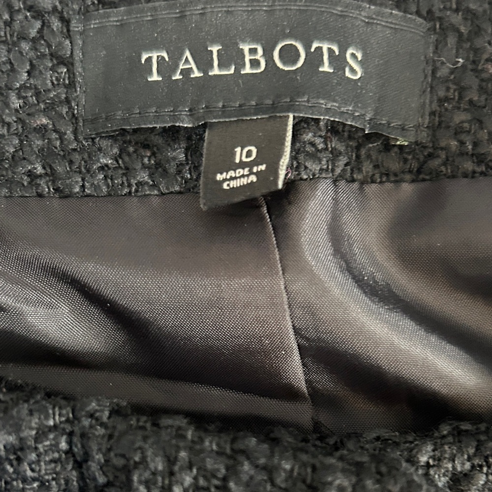 Talbots Black Textured Blazer with Leather Accents - Picture 2 of 4